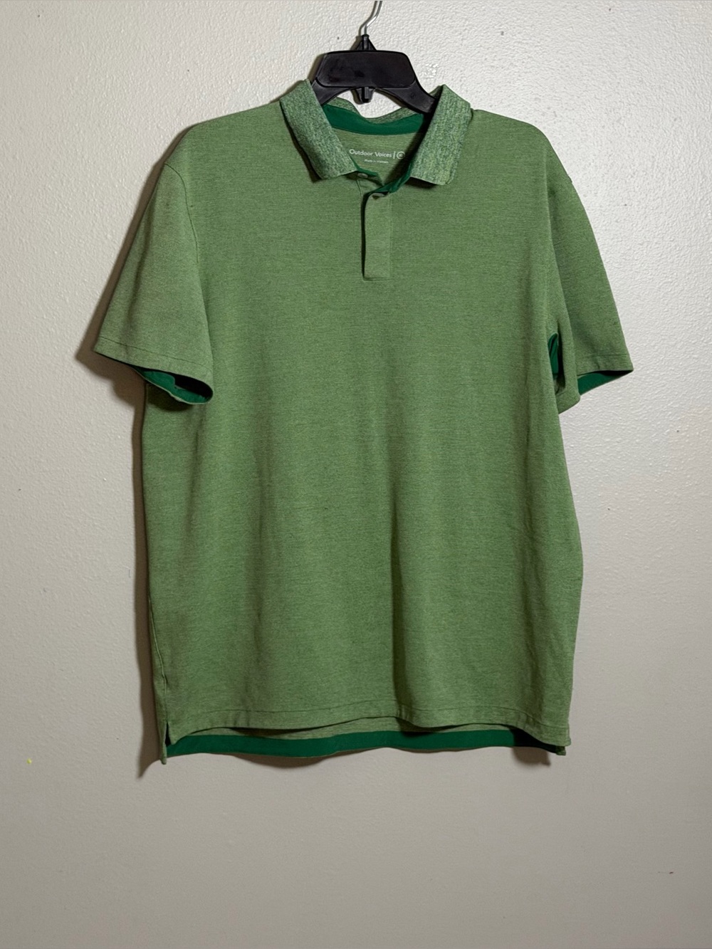 Outdoor Voices Men Golf Stretch Outdoor Green Polo Shirt Short‎ Sleeve size XL
